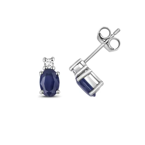 Diamond and Sapphire Oval Studs